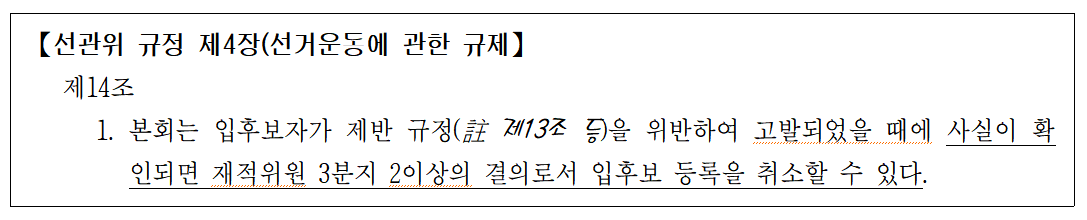 기독교한국침례회 선거관리위원회 선거운동규제 규정